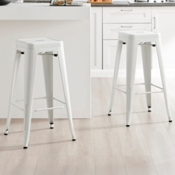 Furniturebox Carter White Tolix Style Bar Stool Set of 2 - Wilko - thumbnail 3