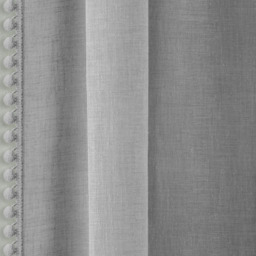 Tyrone Textiles Tahiti Grey Linen Look Pom Pom Trim Rod Pocket Voile Panel Curtains 140 x 122cm - Size: W 140 x D 122cm - Wilko - thumbnail 4