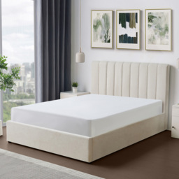 Brooklyn Evelynne Double Beige Linen Ottoman Bed - Yellow - Wilko - thumbnail 5