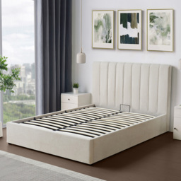 Brooklyn Evelynne Double Beige Linen Ottoman Bed - Yellow - Wilko - thumbnail 6
