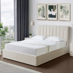 Brooklyn Evelynne Double Beige Linen Ottoman Bed - Yellow - Wilko - thumbnail 3