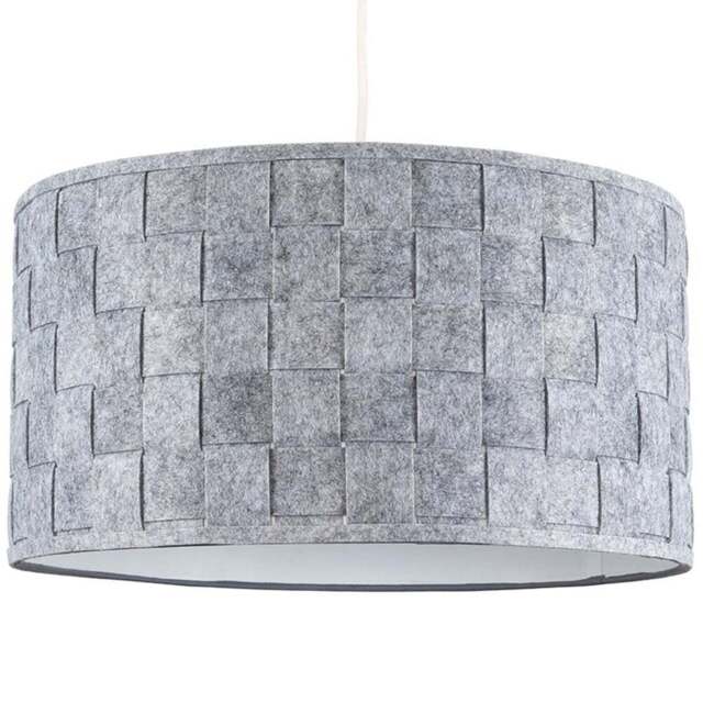 ValueLights Monza Grey Felt Weave XL Drum Lamp Shade - Size: 45.5 x 24 x 45.5cm - Wilko - image 1