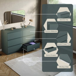 VIDA DESIGNS Denver Jasper Green 6 Drawer Bedside Table - Wilko - thumbnail 7