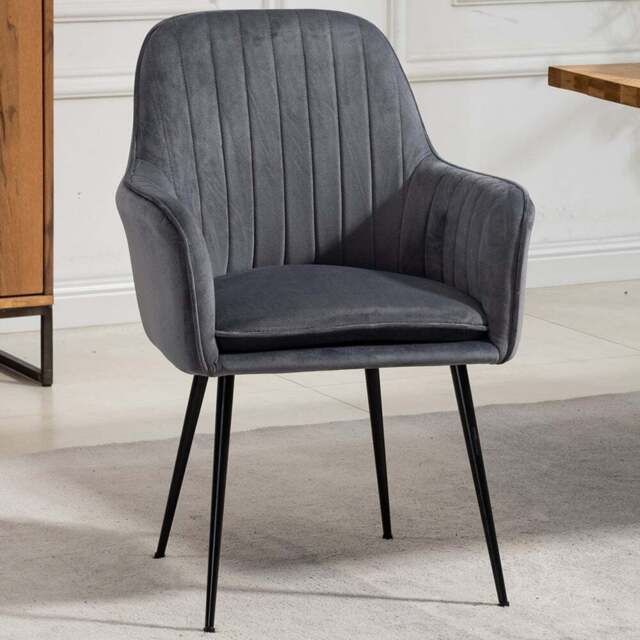 Artemis Home Carrara Set of 2 Grey Velvet Dining Chair - Wilko - image 1