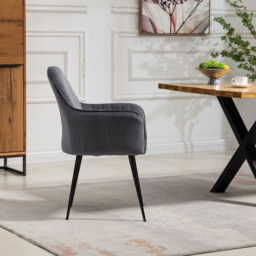 Artemis Home Carrara Set of 2 Grey Velvet Dining Chair - Wilko - thumbnail 5