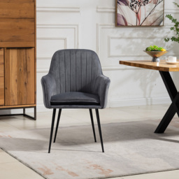 Artemis Home Carrara Set of 2 Grey Velvet Dining Chair - Wilko - thumbnail 3