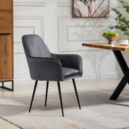 Artemis Home Carrara Set of 2 Grey Velvet Dining Chair - Wilko - thumbnail 4
