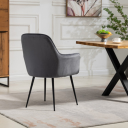 Artemis Home Carrara Set of 2 Grey Velvet Dining Chair - Wilko - thumbnail 6