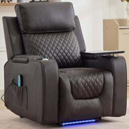 Artemis Home Byron Brown Leather Massage and Heat Electric Riser Recliner Chair - Size: Single - Wilko