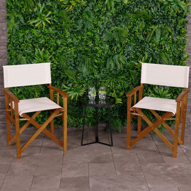 Charles Bentley Eucalyptus Pair Director Chair Cream - Size: H85 x W55 x D54cm - Wilko
