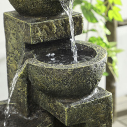 Outsunny 4 Tier Black and Yellow Water Feature - Size: 34 x 35 x 69cm - Multi - Wilko - thumbnail 4
