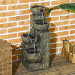 Outsunny 4 Tier Black and Yellow Water Feature - Size: 34 x 35 x 69cm - Multi - Wilko - thumbnail 3