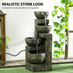 Outsunny 4 Tier Black and Yellow Water Feature - Size: 34 x 35 x 69cm - Multi - Wilko - thumbnail 5