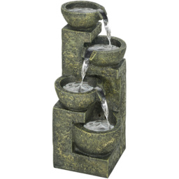 Outsunny 4 Tier Black and Yellow Water Feature - Size: 34 x 35 x 69cm - Multi - Wilko
