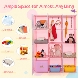Costway 12 Cube Pink Portable Kids Wardrobe with Hanging Section - Size: 110 x 35 x 144cm - Wilko - thumbnail 7