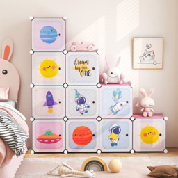 Costway 12 Cube Pink Portable Kids Wardrobe with Hanging Section - Size: 110 x 35 x 144cm - Wilko - thumbnail 5