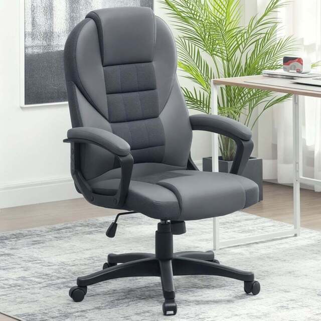 HOMCOM Charcoal Grey Ergonomic High Back Office Chair - Size: 120 x 65 x 69cm - Wilko - image 1