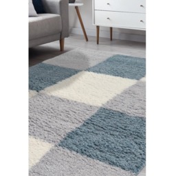 Homemaker Duck Egg Blocks Snug Shaggy Rug 120 x 170cm - Blue - Wilko - thumbnail 5