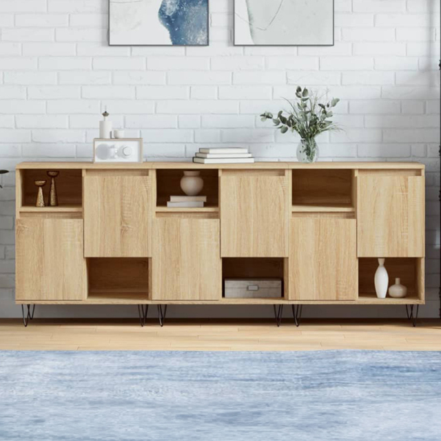 vidaXL 2 Door 2 Shelf Sonoma Oak Sideboard Set of 3 - Size: 180 x 70 x 35cm - Brown - Wilko - image 1