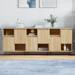 vidaXL 2 Door 2 Shelf Sonoma Oak Sideboard Set of 3 - Size: 180 x 70 x 35cm - Brown - Wilko - thumbnail 1