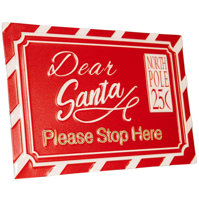 Samuel Alexander Red and White Metal Dear Santa Stop Here Hanging Sign 29cm - Size: 18 x 29 x 29cm - Multi - Wilko - image 1