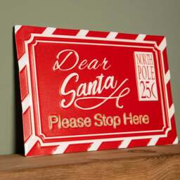 Samuel Alexander Red and White Metal Dear Santa Stop Here Hanging Sign 29cm - Size: 18 x 29 x 29cm - Multi - Wilko - thumbnail 3