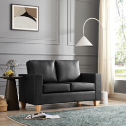 Home Detail Enderby 2 Seater Black Faux Leather Sofa in a Box - Wilko - thumbnail 4