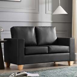 Home Detail Enderby 2 Seater Black Faux Leather Sofa in a Box - Wilko - thumbnail 1