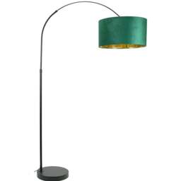 ValueLights Louis Black Arched LED Floor Lamp with Forest Green and Gold Velvet Drum Lamp Shade - Size: 180 x 45 x 105cm - Wilko - thumbnail 1