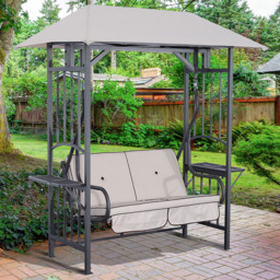 Outsunny 2 Seater Canopy Swing Chair with Side Drink Panel - Cream - Wilko - thumbnail 1