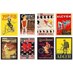 Artery8 Vintage French British American Cycling Adverts Wall Art Print 30 x 41cm 8 Pack - Size: 40.5 x 30.5 x 0.3cm - Multi - Wilko - thumbnail 1