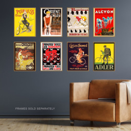 Artery8 Vintage French British American Cycling Adverts Wall Art Print 30 x 41cm 8 Pack - Size: 40.5 x 30.5 x 0.3cm - Multi - Wilko - thumbnail 3
