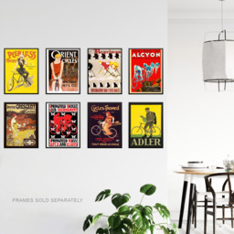 Artery8 Vintage French British American Cycling Adverts Wall Art Print 30 x 41cm 8 Pack - Size: 40.5 x 30.5 x 0.3cm - Multi - Wilko - thumbnail 4
