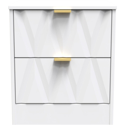 Crowndale Las Vegas 2 Drawer White Matt Bedside Table Ready Assembled - Wilko - thumbnail 4