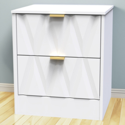 Crowndale Las Vegas 2 Drawer White Matt Bedside Table Ready Assembled - Wilko - thumbnail 1