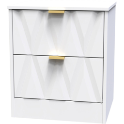 Crowndale Las Vegas 2 Drawer White Matt Bedside Table Ready Assembled - Wilko - thumbnail 3
