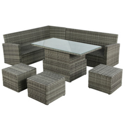 Home Garden Direct Pelias 8 Seater Rattan Corner Sofa Set with Rising Table - Grey - Wilko - thumbnail 4