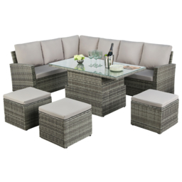 Home Garden Direct Pelias 8 Seater Rattan Corner Sofa Set with Rising Table - Grey - Wilko - thumbnail 3