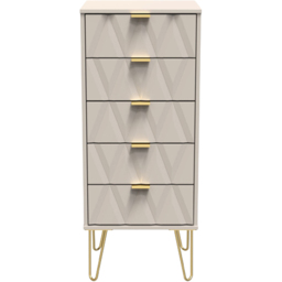 Crowndale Diamond 5 Drawer Kashmir Matt Tall Bedside Cabinet Ready Assembled - Wilko - thumbnail 3