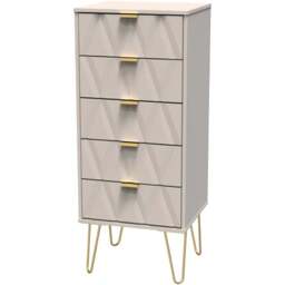 Crowndale Diamond 5 Drawer Kashmir Matt Tall Bedside Cabinet Ready Assembled - Wilko - thumbnail 5