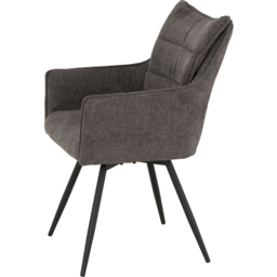 Seconique Lewis Set of 2 Grey Fabric Carver Swivel Dining Chair - Wilko - thumbnail 5