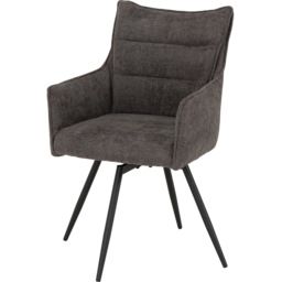 Seconique Lewis Set of 2 Grey Fabric Carver Swivel Dining Chair - Wilko - thumbnail 4