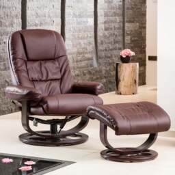 Artemis Home Burdell Burgundy Swivel Recliner Chair with Footstool - Size: Single - Red - Wilko