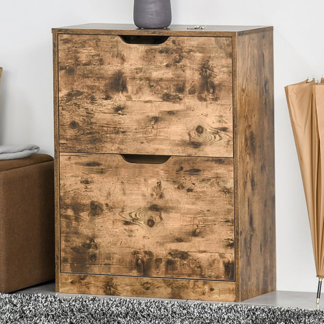 Portland 2 Tier Rustic Brown Shoe Cabinet - Wilko - image 1