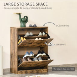 Portland 2 Tier Rustic Brown Shoe Cabinet - Wilko - thumbnail 5