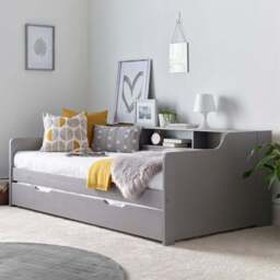 Tyler Single Grey Guest Bed and Trundle with Pocket Mattresses - Bedmaster - Wilko