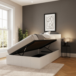 GFW Single White Faux Leather Side Lift Ottoman Bed with Bonnell Mattress - Wilko - thumbnail 7