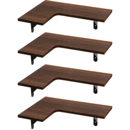 Living and Home 4 Piece Brown L-Shaped Wall-Mounted Shelf - Size: 14 x 40.4 x 29cm - Wilko - thumbnail 3