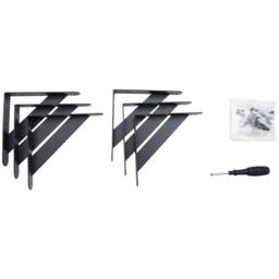 Living and Home 4 Piece Brown L-Shaped Wall-Mounted Shelf - Size: 14 x 40.4 x 29cm - Wilko - thumbnail 7