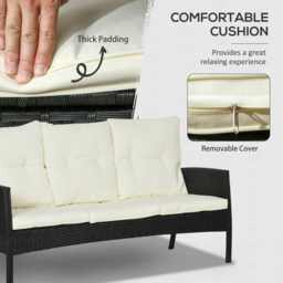 Outsunny 5 Seater Black Sofa Lounge Set - White - Wilko - thumbnail 6